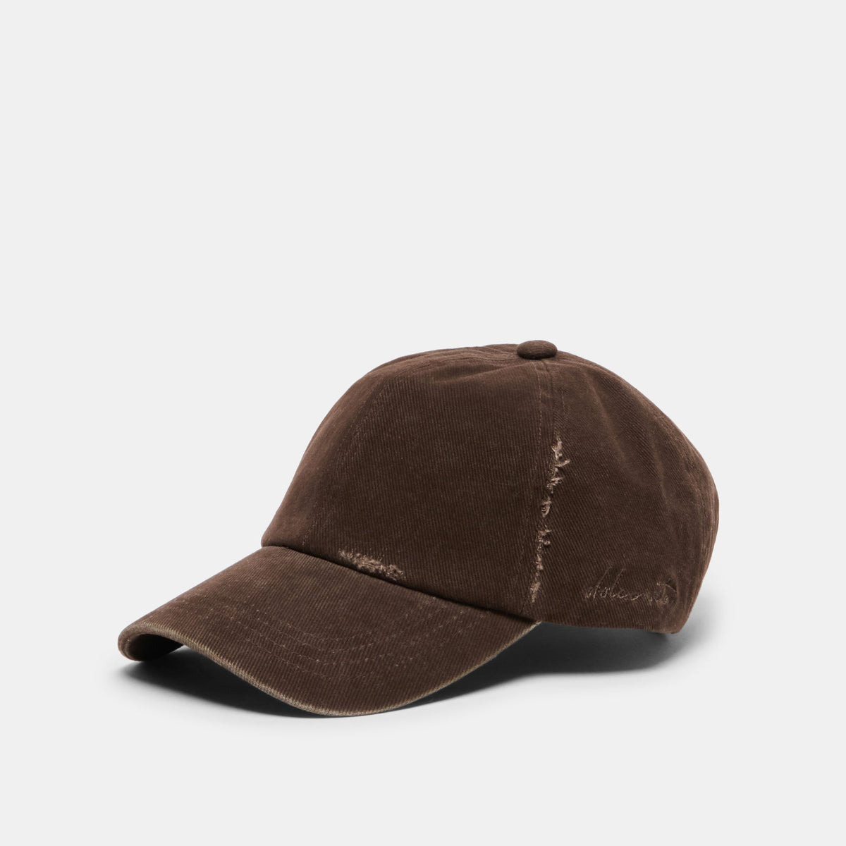 Distressed Dark Brown Baseball Cap with Embroidery | Dolce Vita Signature