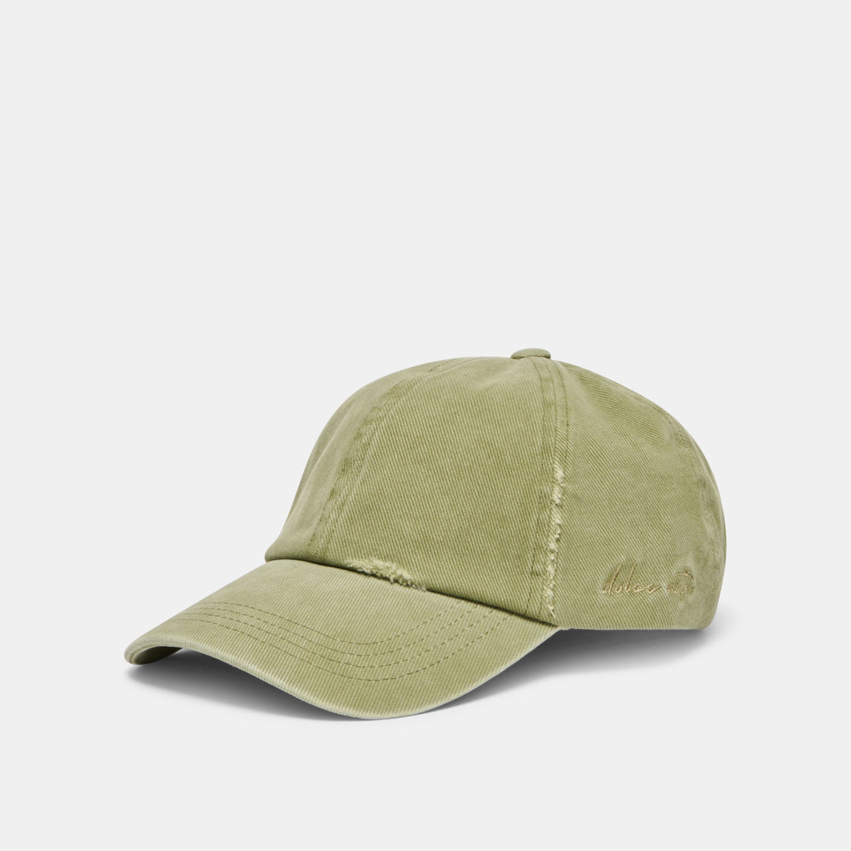 Distressed Olive Baseball Cap with Embroidery | Dolce Vita New