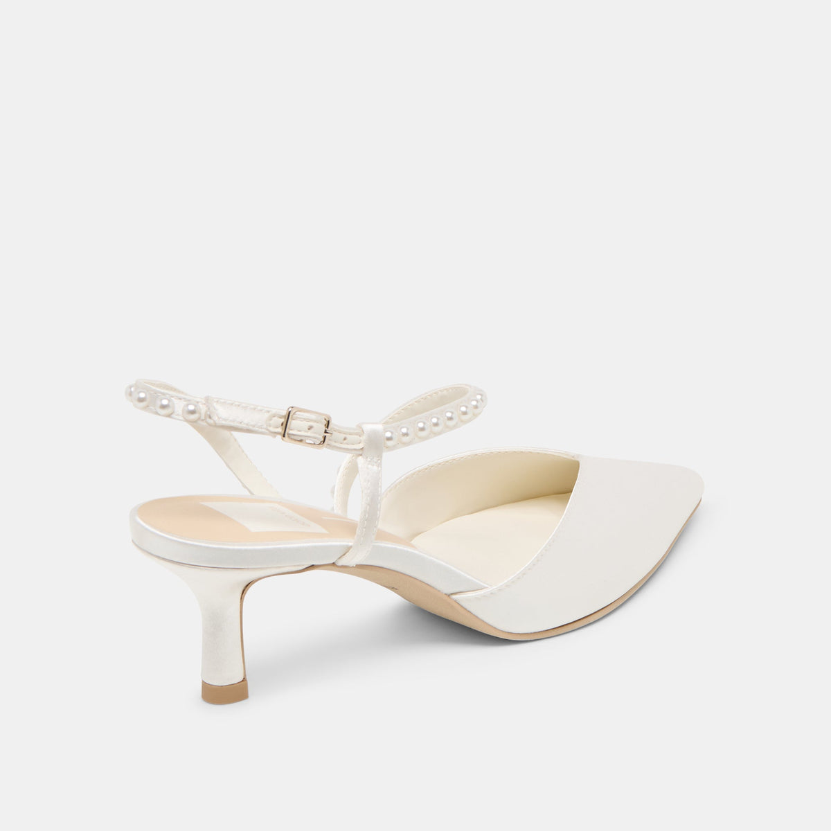 Kamra Pearl True White Satin Mid Heels | Dolce Vita Customer Favorite