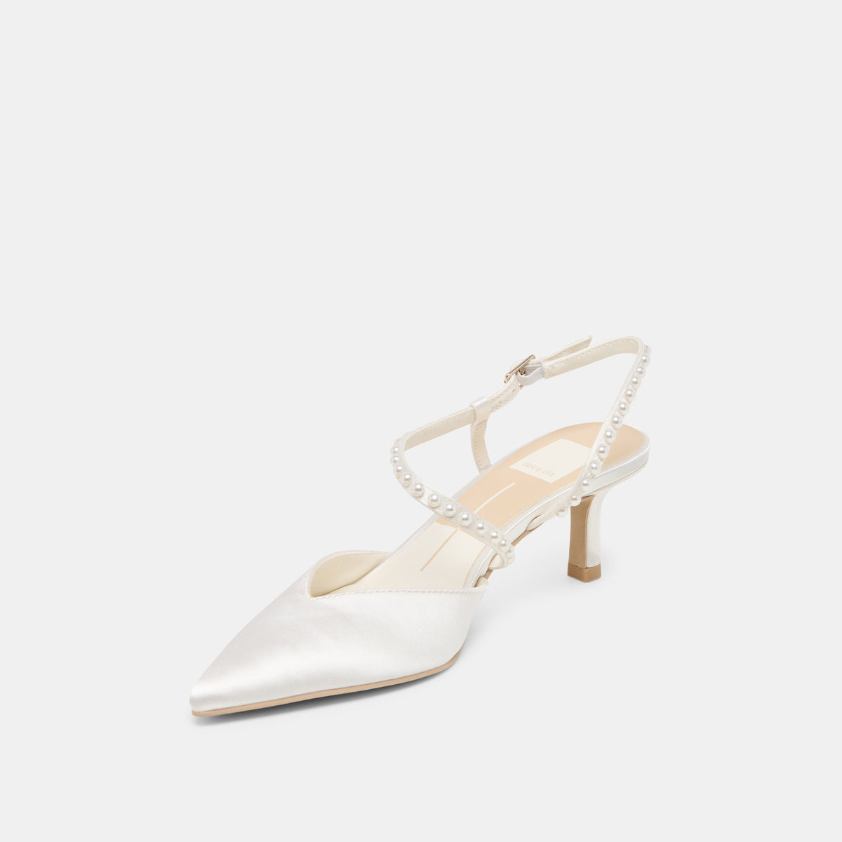 Kamra Pearl True White Satin Mid Heels | Dolce Vita Customer Favorite