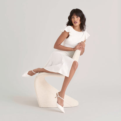 Kamra Pearl True White Satin Mid Heels | Dolce Vita Customer Favorite