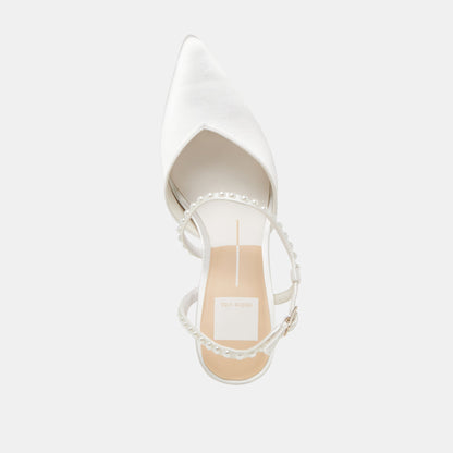 KAMRA PEARL HEELS TRUE WHITE SATIN
 – Dolce Vita | Dolce Vita Popular