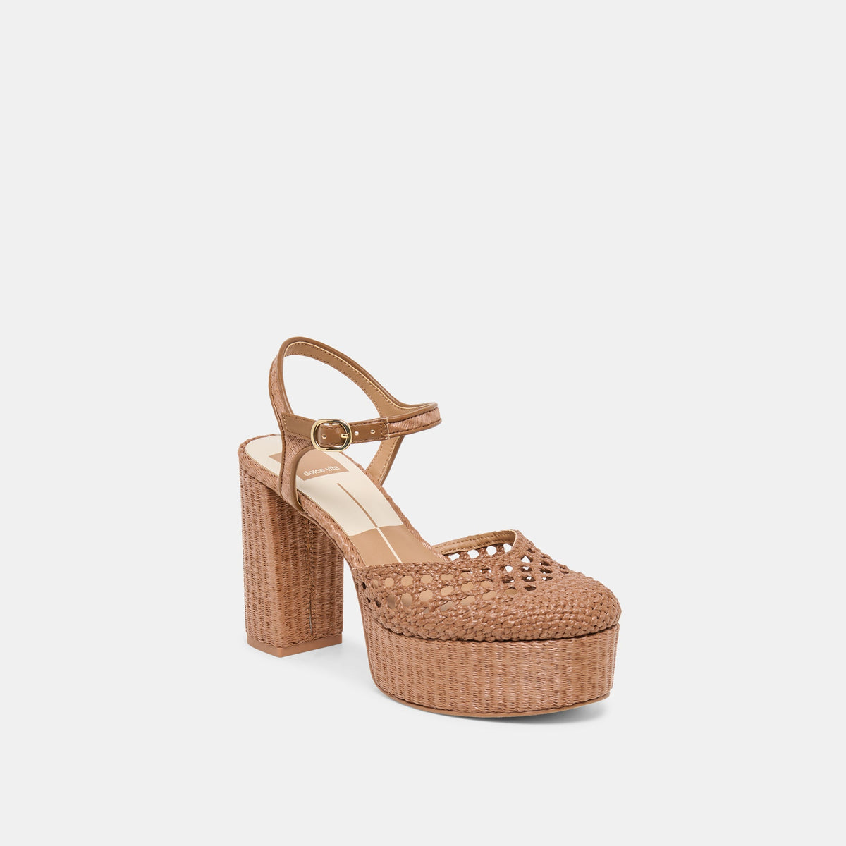 Gero Mid Brown Woven Raffia Heels | Dolce Vita Recommended