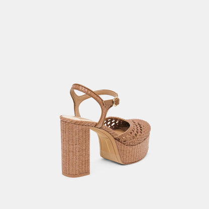 Gero Mid Brown Woven Raffia Heels | Dolce Vita Recommended