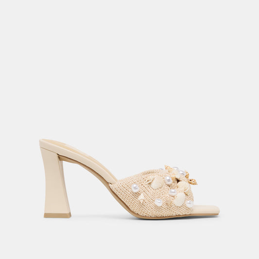 Tylah Oatmeal Beaded Raffia Heels | Dolce Vita Featured