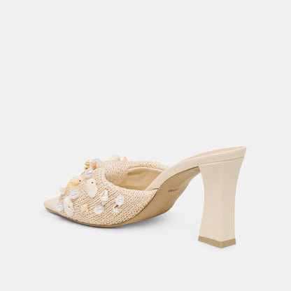 Tylah Oatmeal Beaded Raffia Heels | Dolce Vita Featured