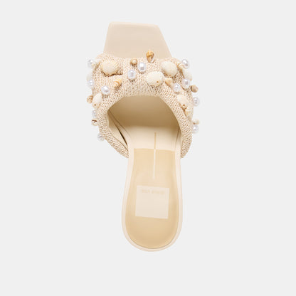 Tylah Oatmeal Beaded Raffia Heels | Dolce Vita Featured