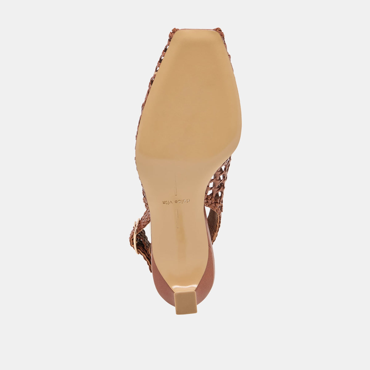 REMLA Tan Woven Leather Peep-Toe Kitten Heel | Dolce Vita Latest