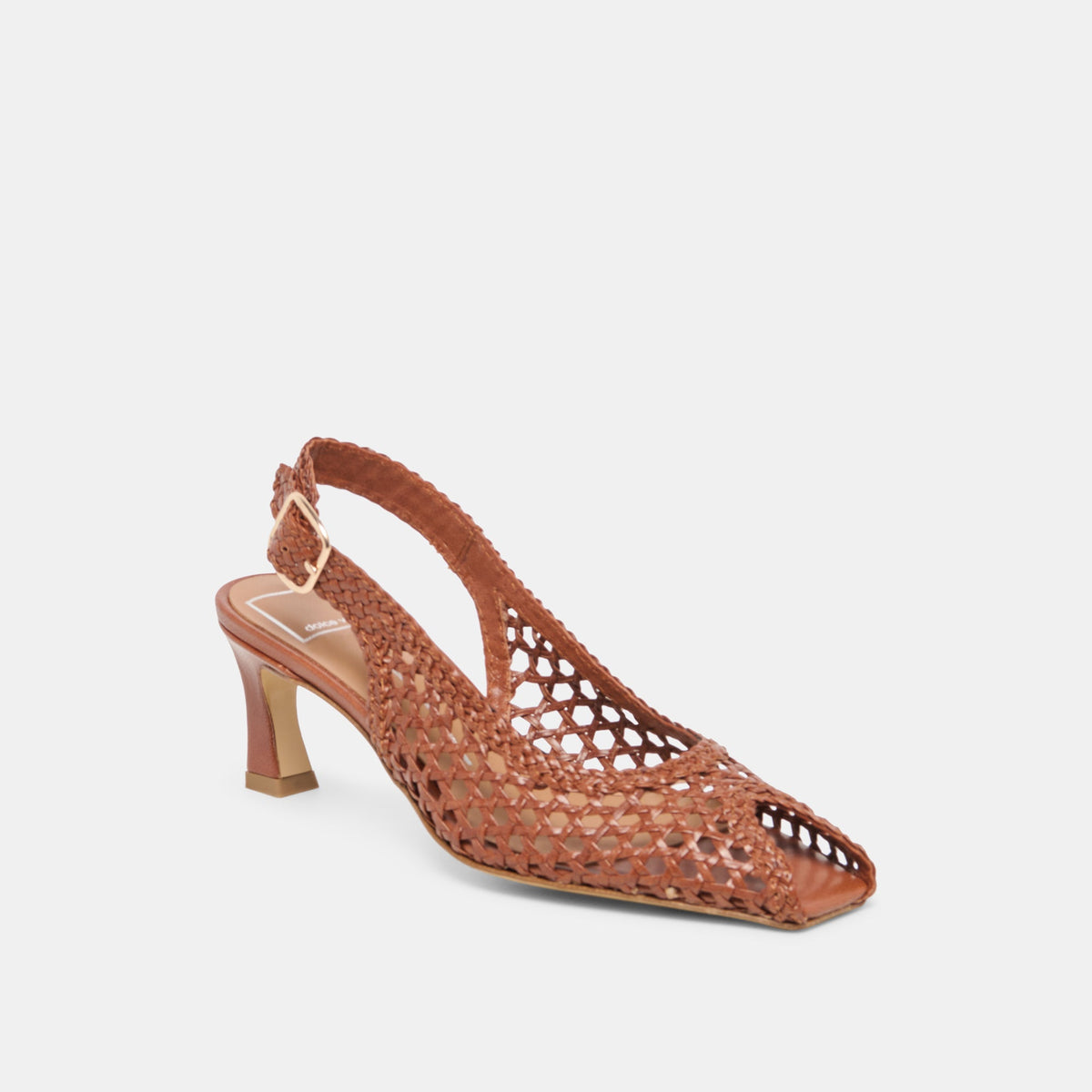 REMLA Tan Woven Leather Peep-Toe Kitten Heel | Dolce Vita Latest