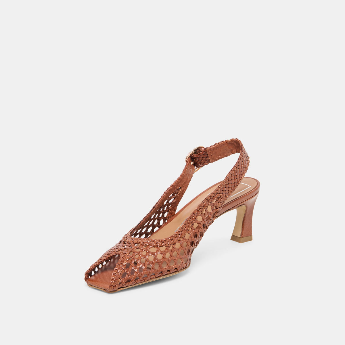 REMLA Tan Woven Leather Peep-Toe Kitten Heel | Dolce Vita Latest