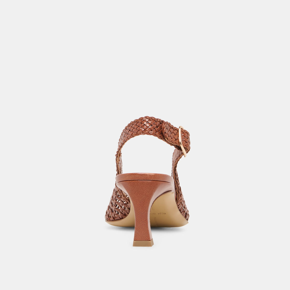 REMLA Tan Woven Leather Peep-Toe Kitten Heel | Dolce Vita Latest