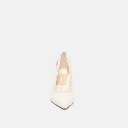 Kelson Pearl True White Leather Heels | Dolce Vita Premium
