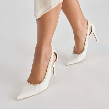 Kelson Pearl True White Leather Heels | Dolce Vita Premium