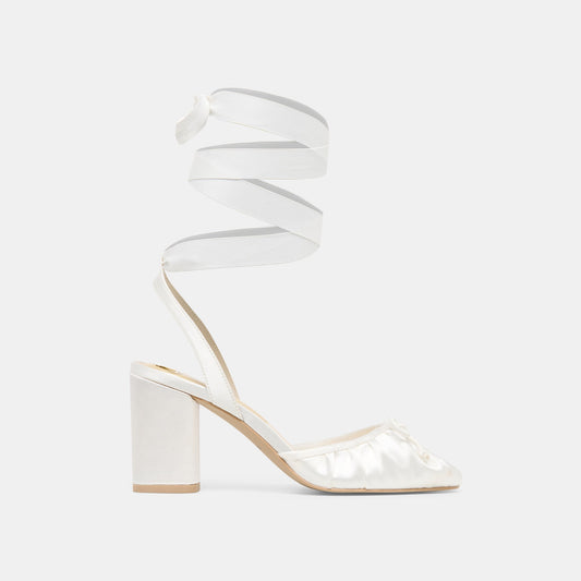 Tisha True White Satin Heels | Dolce Vita Signature