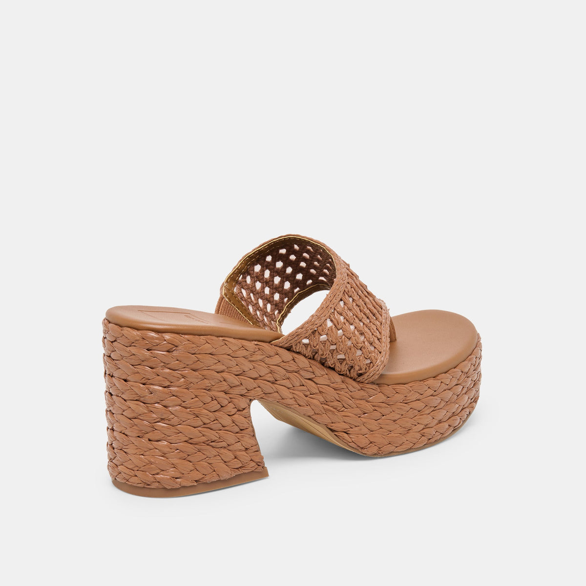 RIPPLE Mid Brown Raffia Platform Thong Block Heel | Dolce Vita Special Offer