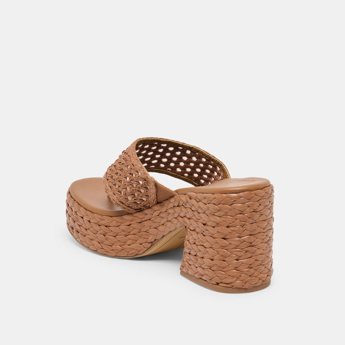 RIPPLE Mid Brown Raffia Platform Thong Block Heel | Dolce Vita Special Offer