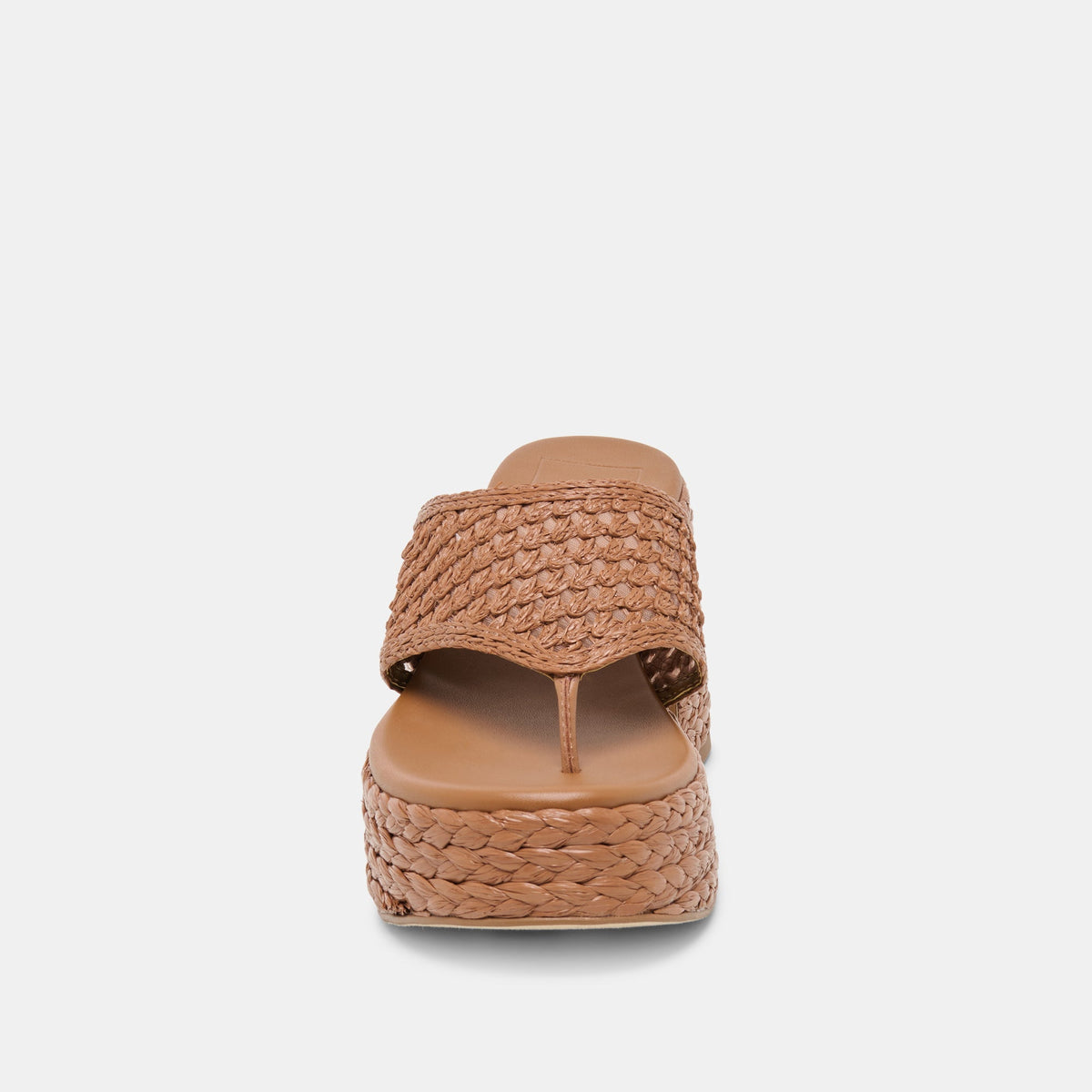 RIPPLE Mid Brown Raffia Platform Thong Block Heel | Dolce Vita Special Offer