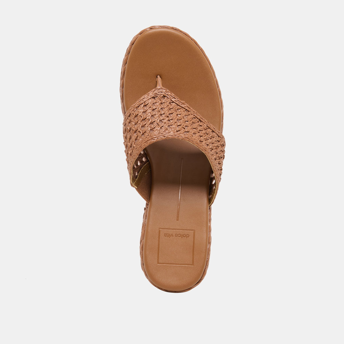 RIPPLE Mid Brown Raffia Platform Thong Block Heel | Dolce Vita Special Offer