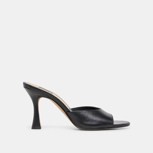 ROSHA Black Leather Open-Toe Mule Heels | Dolce Vita Great Value