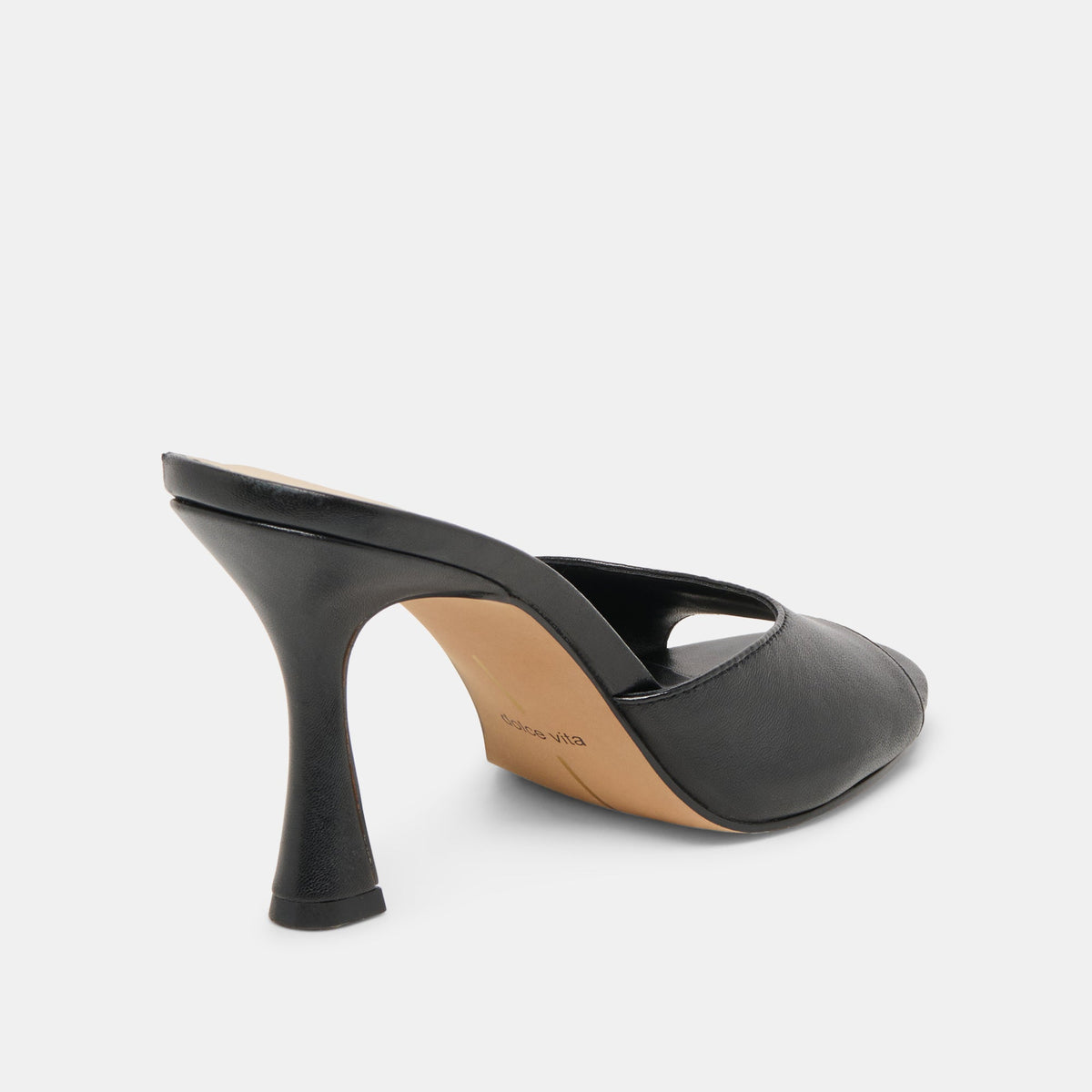 ROSHA Black Leather Open-Toe Mule Heels | Dolce Vita Great Value
