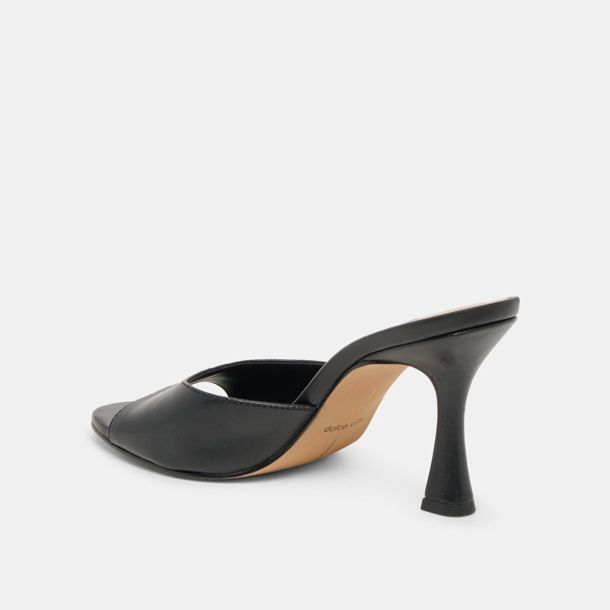 ROSHA Black Leather Open-Toe Mule Heels | Dolce Vita Great Value