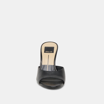 ROSHA Black Leather Open-Toe Mule Heels | Dolce Vita Great Value