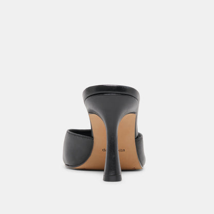 ROSHA Black Leather Open-Toe Mule Heels | Dolce Vita Great Value