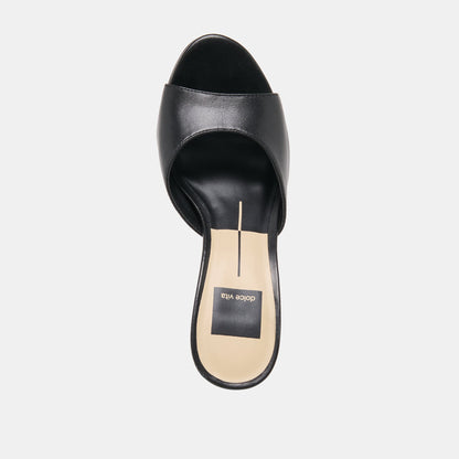 ROSHA Black Leather Open-Toe Mule Heels | Dolce Vita Great Value