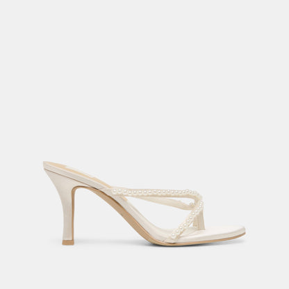 Liano Pearl Off White Satin Heels | Dolce Vita New