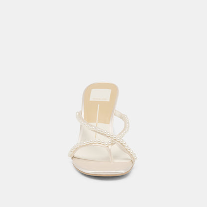 Liano Pearl Off White Satin Heels | Dolce Vita New