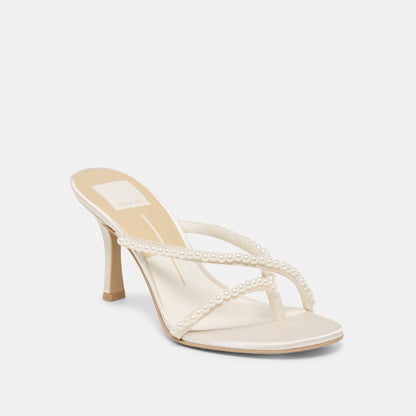 Liano Pearl Off White Satin Heels | Dolce Vita New
