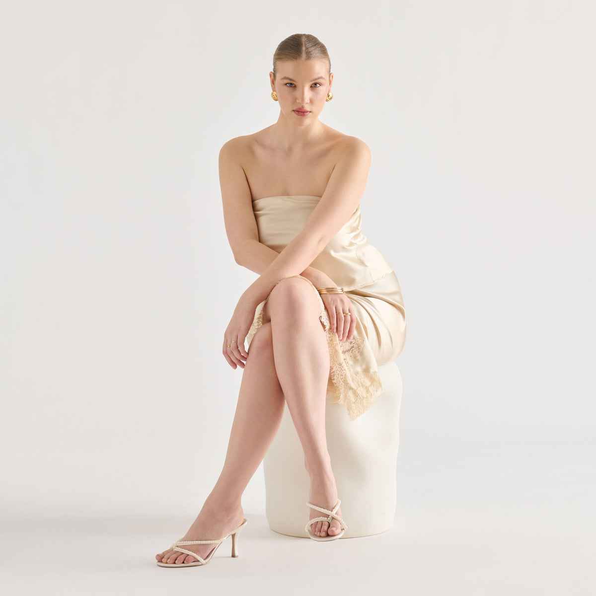 Liano Pearl Off White Satin Heels | Dolce Vita New