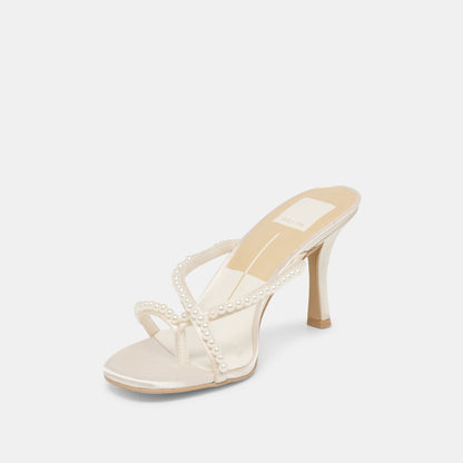 Liano Pearl Off White Satin Heels | Dolce Vita New