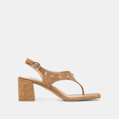 Yves Stud Lt Brown Suede Heels | Dolce Vita Classic