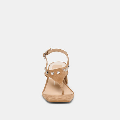 Yves Stud Lt Brown Suede Heels | Dolce Vita Classic
