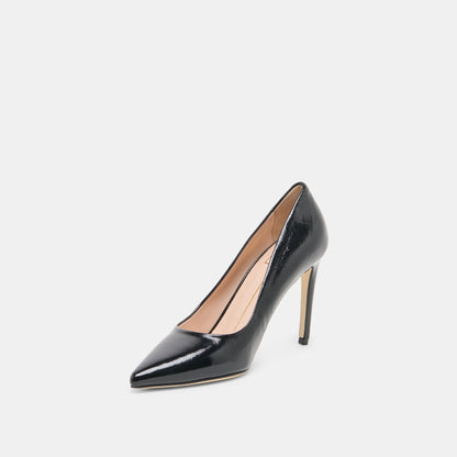 LANKY Black Leather Closed-Toe Pump Stiletto Heels | Dolce Vita Great Value