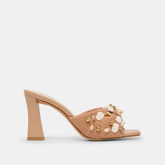 Tylah Toffee Beaded Raffia Heels | Dolce Vita Everyday
