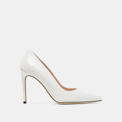 LANKY White Leather Closed-Toe Pump Stiletto Heels | Dolce Vita Quality