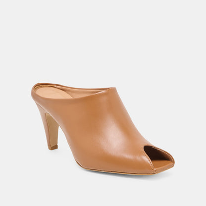MERY Brown Leather Peep-Toe Heels | Dolce Vita Everyday