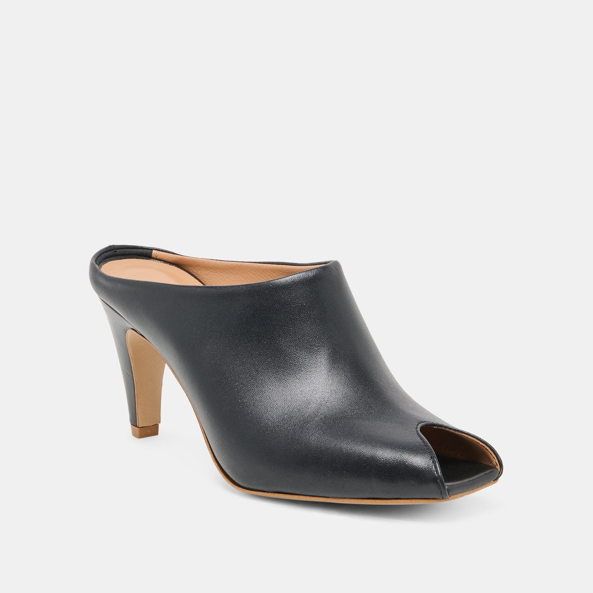 MERY Black Leather Peep-Toe Heels | Dolce Vita Trusted