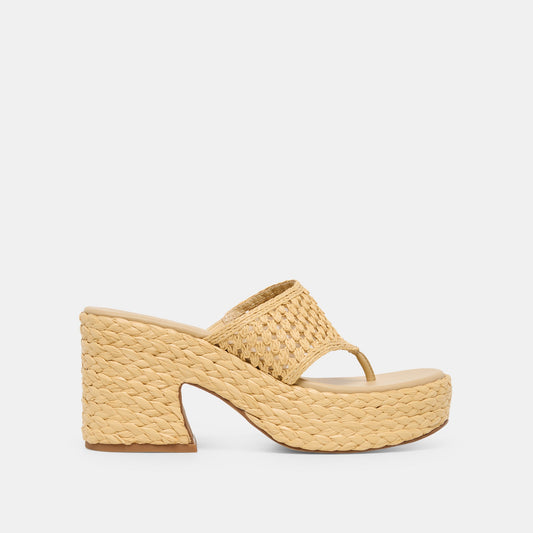 RIPPLE Lt Natural Raffia Platform Thong Block Heel | Dolce Vita Special Offer
