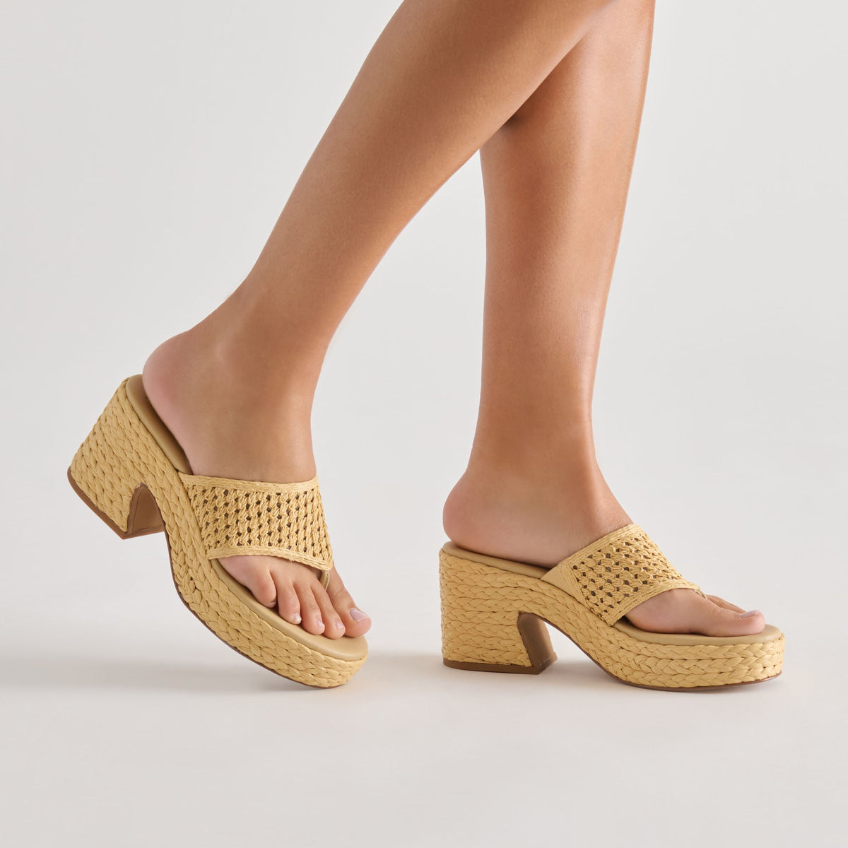 RIPPLE Lt Natural Raffia Platform Thong Block Heel | Dolce Vita Special Offer