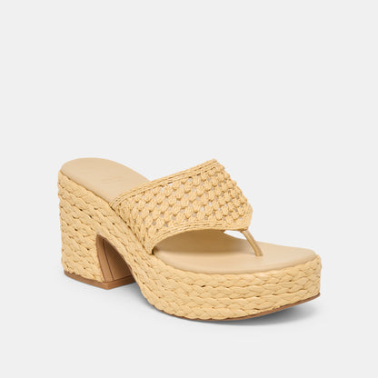 RIPPLE Lt Natural Raffia Platform Thong Block Heel | Dolce Vita Special Offer