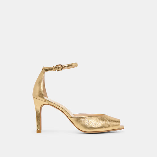 Serlo Gold Crinkle Patent Heels | Dolce Vita Hot Sale