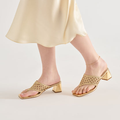 Barlo Gold Woven Stella Heels | Dolce Vita Smart Buy