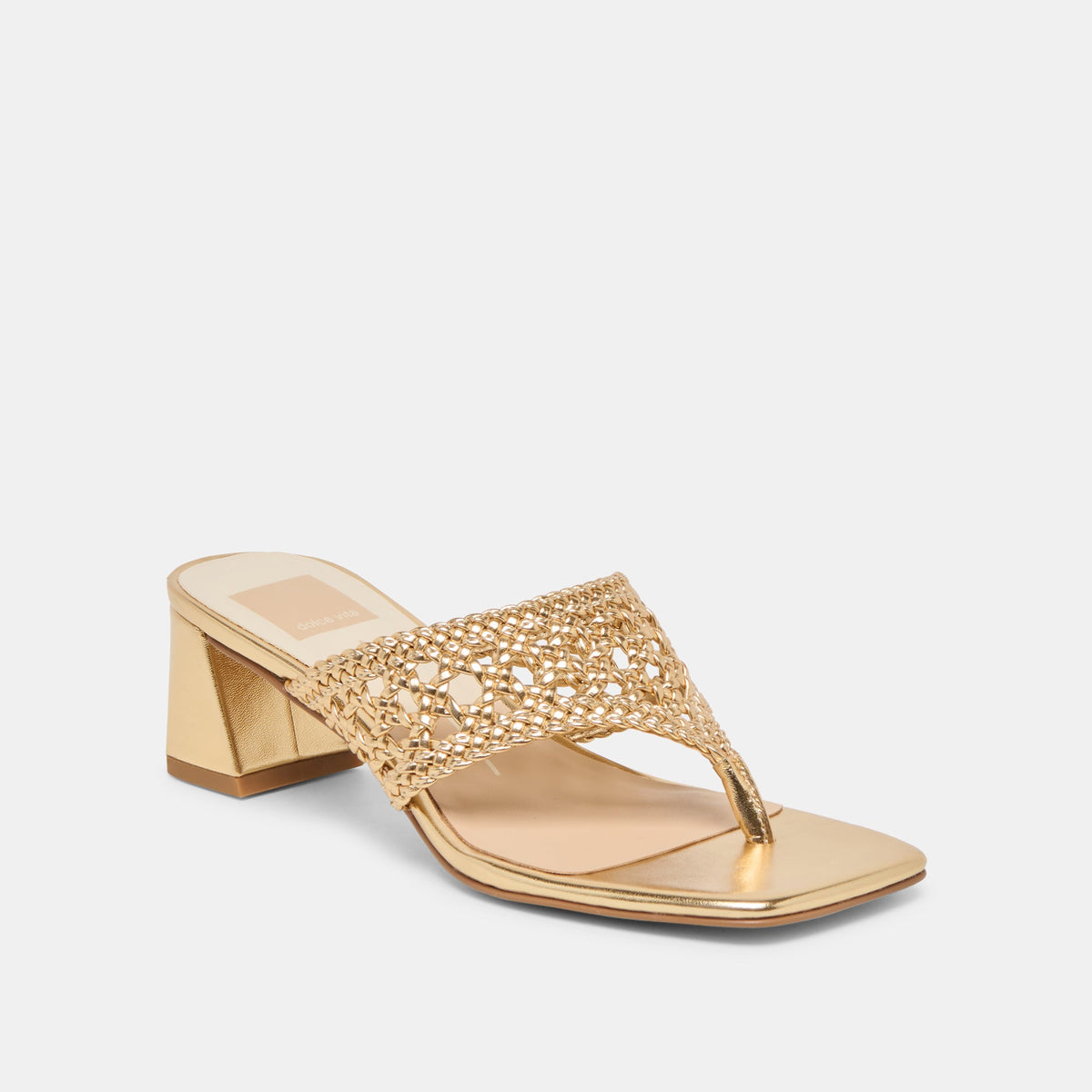 Barlo Gold Woven Stella Heels | Dolce Vita Smart Buy