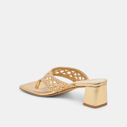 Barlo Gold Woven Stella Heels | Dolce Vita Smart Buy