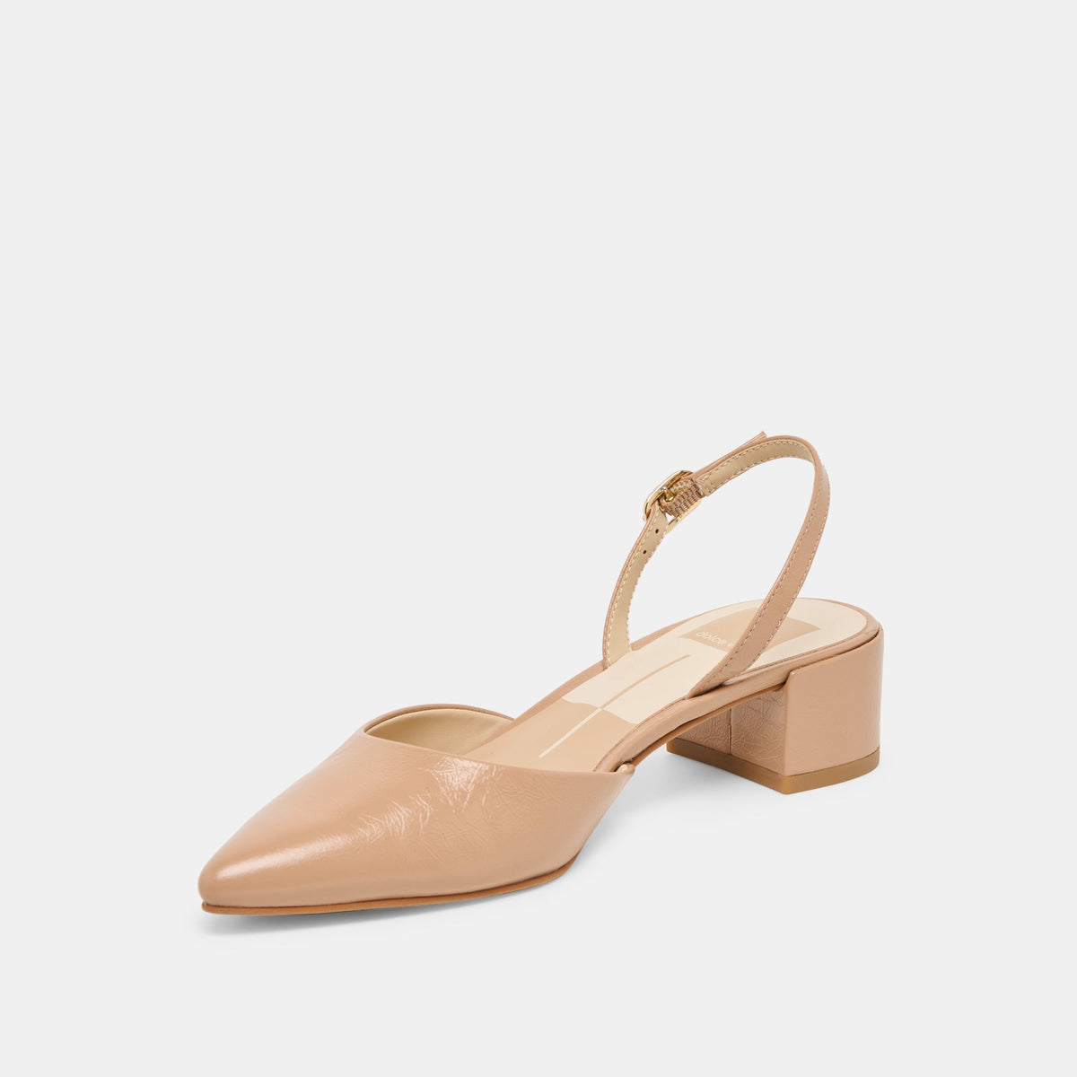 Carel Lt Tan Crinkle Patent Leather Heels | Dolce Vita Exclusive