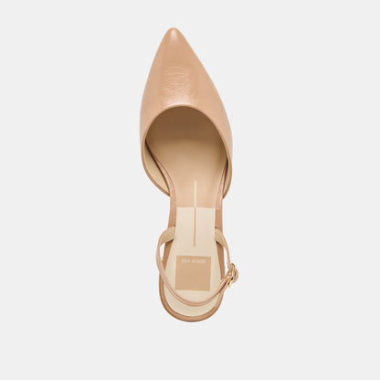 Carel Lt Tan Crinkle Patent Leather Heels | Dolce Vita Exclusive