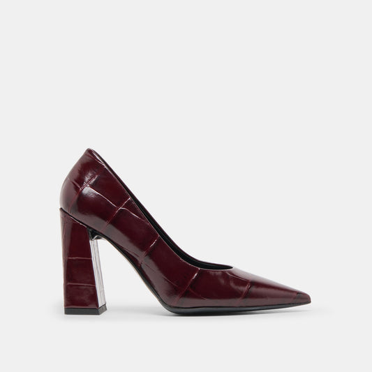 Misty Burgundy Croco Embossed Leather Heels | Dolce Vita Exclusive